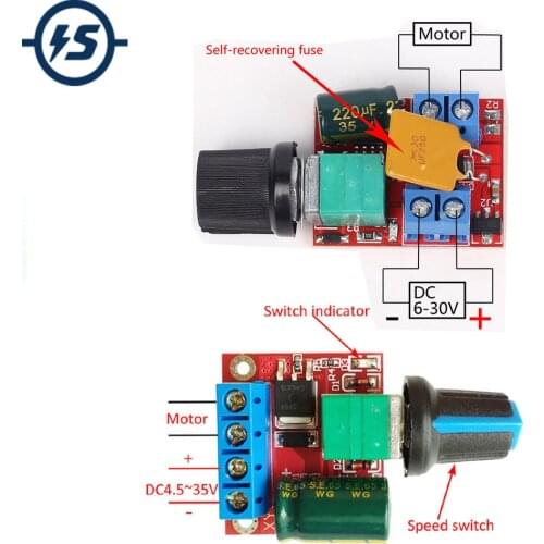 Mini DC-DC 5-30V/4.5-35V 5A 90W Motor PWM Speed Controller Module Control Switch 10Khz LED Dimmer Adjustable Board Switch