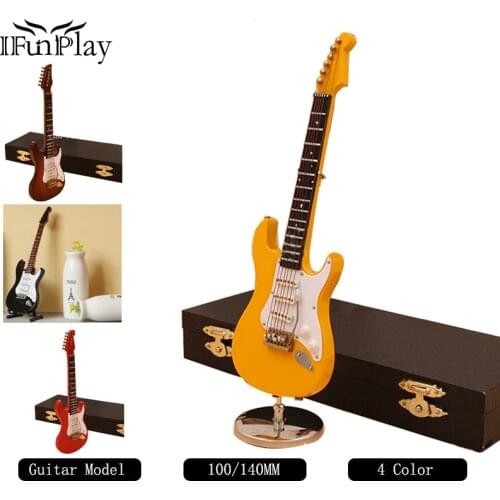 Mini Guitar Miniature Model Electric Guitar Model with Case Stand Popurlar Strings Instrument Design