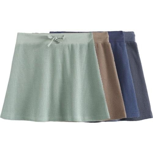 PUWD Slim Girls Waffle Fabric High Waist Mini Skirts 2021 Summer Fashion Ladies Streetwear Solid Skirt Vintage Women Chic Bottom