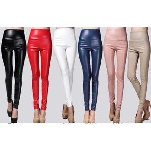 Fashion Womens PU Leather Pants Stretchy Pencil Pant High Quality leather legging skintight leather trousers L007