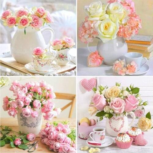 MomoArt Diamond Embroidery Rose Full Drill Square Diamond Painting Peony Cross Stitch Sale Mosaic Flower Cross Stitch Home Decor