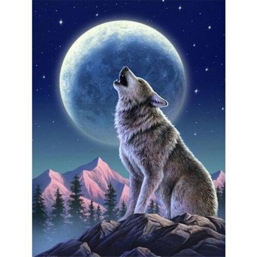 Wolf Animal Printed Fabric 11CT Cross Stitch Kit DIY Embroidery DMC Threads Needlework Handiwork Handmade Knitting Sales