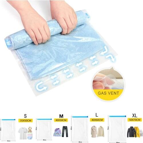 Clothing Vaccum Bag Portable Travel Clothes Storage Pouch Foldable Compression Bag Space Saving Sealer Packet For Home Organizer