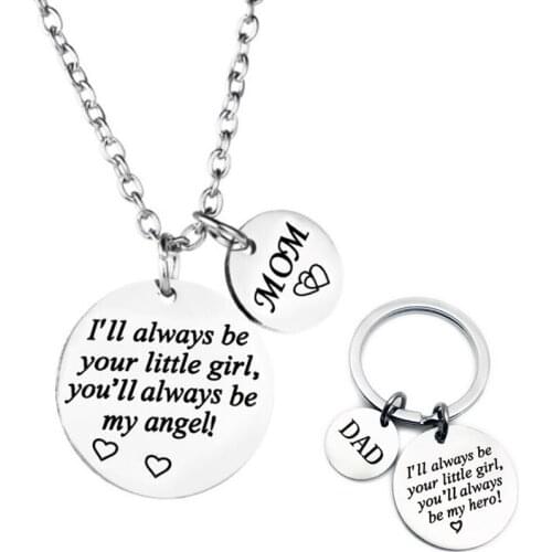 Mom Gift Keychain / Neckalce I'll Always Be Your Little Girl Keychain Mothers Day Birthday Christmas Gifts Keyring Necklaces