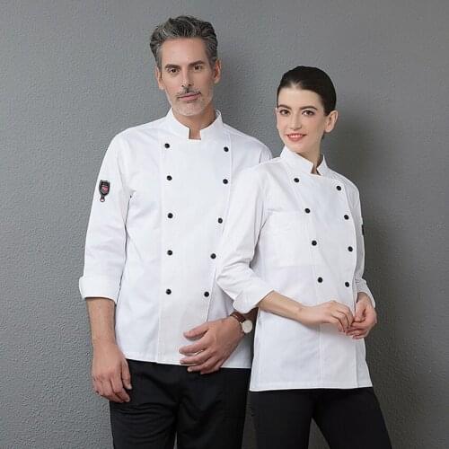 Kitchen Cafe Bakery Wear Cook Shirt Men Women Full Sleeve Double Breasted Autumn Food Service Chef Uniform Jacket