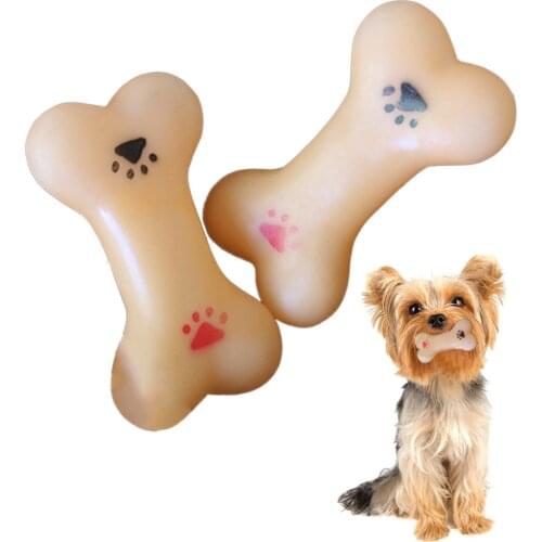 Cute Bone Dog Toys Durable Natural Rubber Puppy Squeaky Chew Toys For Small Dog Teeth Cleaning Pet Training Interactive Supplies