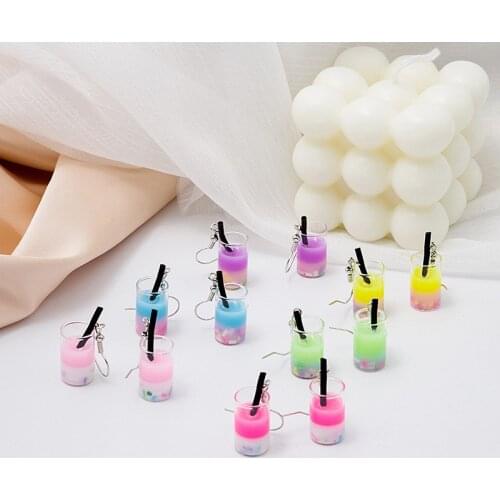 Cute Milk Of Tea Cup Pendant Earrings For Women Girls Fashion Design Geometric Charms Dangle Ear Jewelry Party Gifts