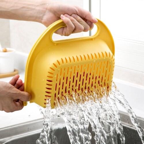 Kitchen Foldable Fruit Vegetable Washing Basket Strainer Drainer With Handle Kitchen Tools Washing Fruit Basket