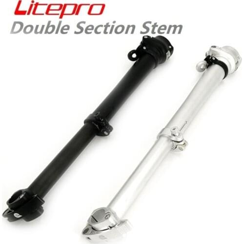 Litepro Stem 30-44mm Folding Bike Electric Bicycle Double Section Double Direction Adjustable Stem Aluminum Alloy Black Silver