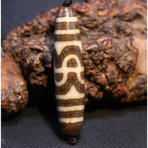 Magic Power Tibetan Old Agate lotus tiger tooth dZi Bead Amulet Timestown