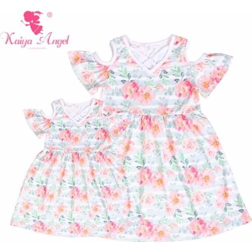 Kaiya Angel Peony Flower Strapless Dress Mother and Daughter Family Matching Spring Summer Autumn 2018 Casual Children Clothes