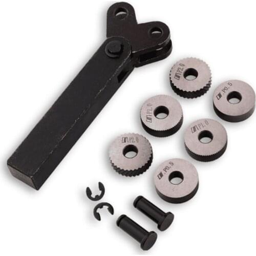 0.5 mm / 1mm / 2mm Set of 7 Steel Double-wheel Knurling Tools with Diagonal Linear Knurling Wheels