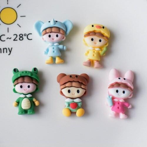 10Pcs Cartoon Animal Doll Flatback Resin Cabochons for Bows Accessories DIY Scrapbooking Phone Case Decoration Accessories