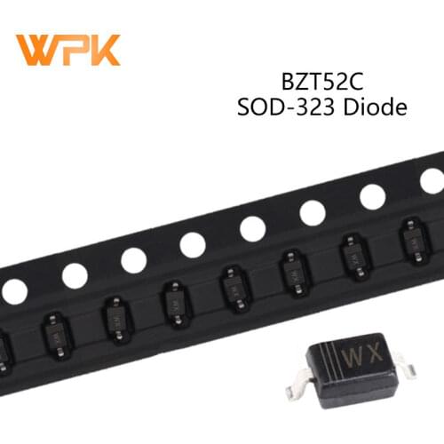 100Pcs SMD Zener Diode SOD-323 BZT52C2V4S WX BZT52C2V7S W1 BZT52C3V0S W2 BZT52C3VS3 W3 BZT52C3V6S W4 BZT52C3V9S W5 BZT52C4V3S W6