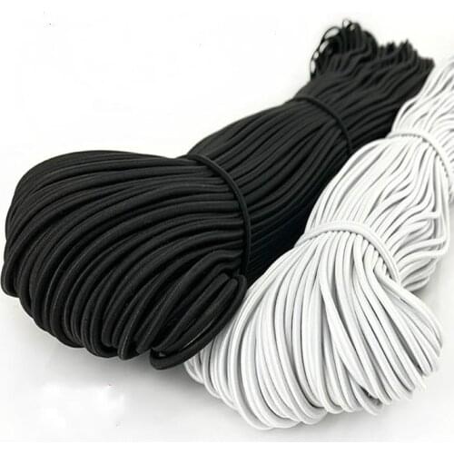 100Yards 1mm 2mm to 5mm black and white round rubber cord rope elastic cord String black thread white dot elactic string