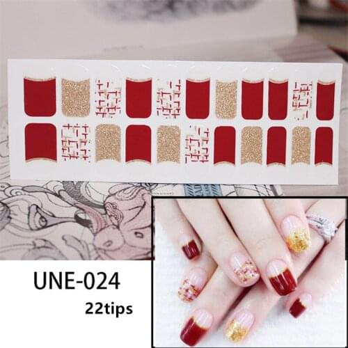 22tips/sheet Korea Fashion Color Nail Sticker French Full Nail Wraps Nail Polish Sticker Japanese Nail Art Predesigned drop Ship