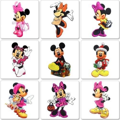 3pc Disney Mickey Mouse Minnie Clothes Patch Kids Sequin Cloth Sticker Patches Cute Patch Cartoon DIY Apparel Sewing Decoration