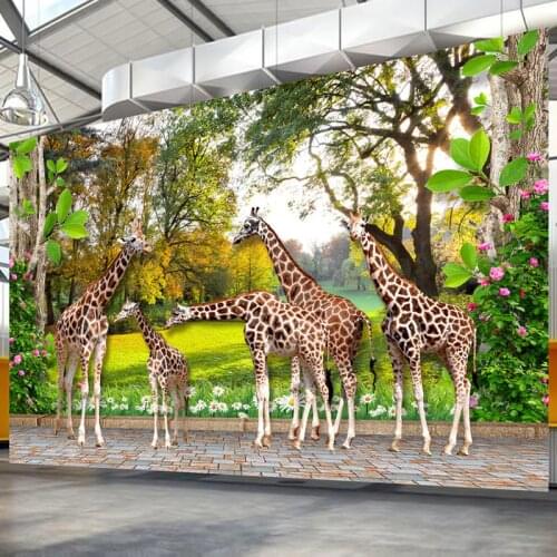 HD Animal World Giraffe Forest Photo Wallpaper 3D Stereo Backdrop Wall Mural Kids Room Living Room Home Decor Papel De Parede