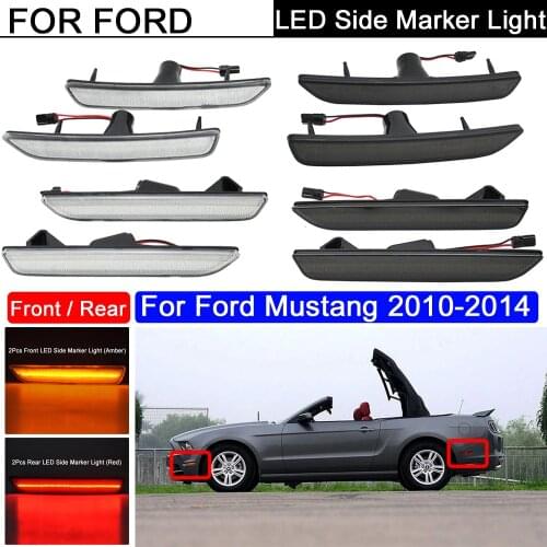 4Pcs Clear/Smoked Lens Front Rear LED Side Fender Reflector Lamp LED Side Marker Parking Warning Lamp For Ford Mustang 2010-2014