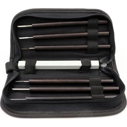 8 Pcs/set Wood Carving Knife Tool Set High Speed Steel Miniature Graver with Purple Sandalwood Handle for Carving Enthusiasts