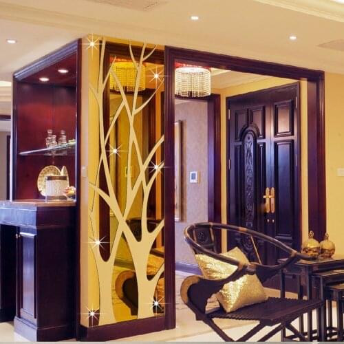 Tree Shape Acrylic Mirror Wall Sticker for living Room bedroom home decoration
