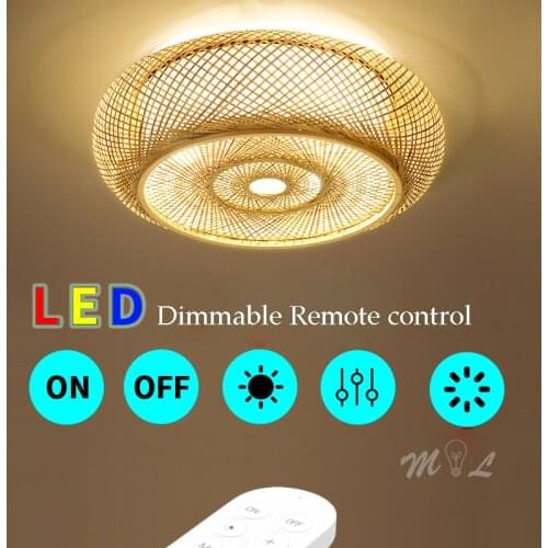 Chinese Style Bamboo Led Lamp Ceiling Lights Dimmable Ceiling Lighting Deco Modern Hanging Ceiling Lamps for Living Room Bedroom
