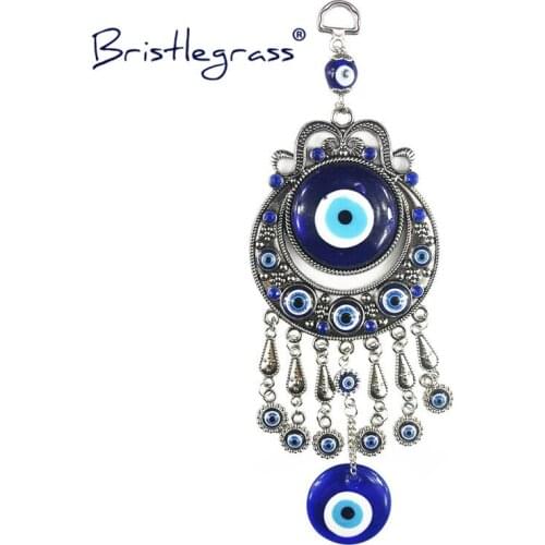 BRISTLEGRASS Turkish Blue Evil Eye Amulets Lucky Charms Rhinestone Wall Hanging Pendants Pendulum Blessing Protection Gift Decor