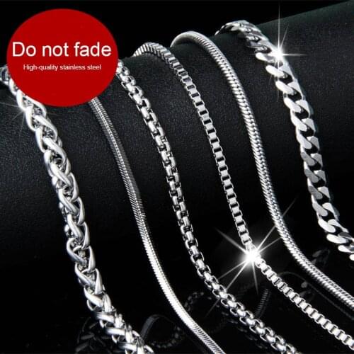 Stainless Steel Fine DIY mens Chain Necklace Wave Snake Bo Chain Jewelry Beads Female Accessories Steel color Fashion Jewellery
