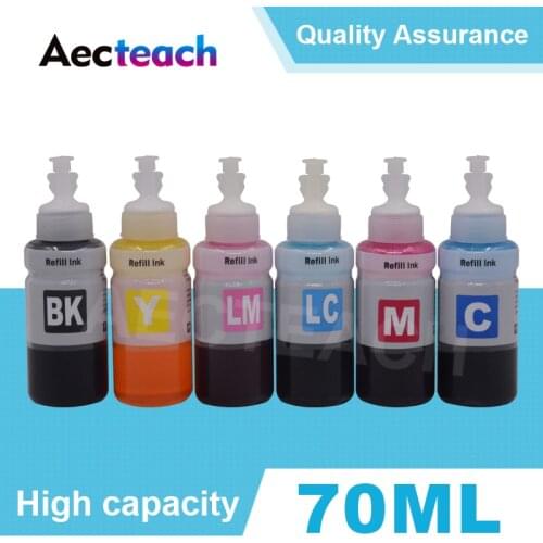Aecteach 6 Color T6731 T6732 T6733 T6734 T6735 T6736 Printer Ink 70ml Bottle For Epson L800 L805 L810 L850 L1800 Cartridges