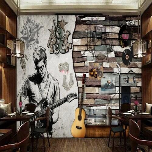 Drop Shipping Photo Wallpaper Retro Nostalgic Brick Wall Rock Fresco KTV Bar Background Mural Restaurant Studio Wallpaper