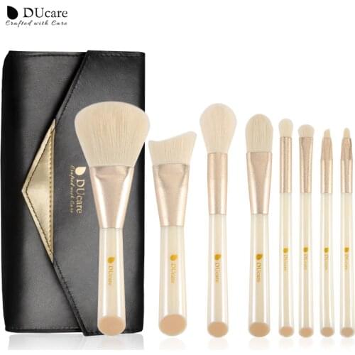 DUcare White /Black Makeup Brushes professional brush Set Brushes for Makeup Powder Foundation Eyeshadow Brushes with bag 8 PCS