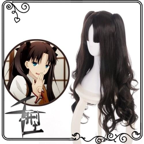 Fate /stay night women Tohsaka Rin cosplay wig role play Tohsaka Rin black wig with 2 ponytails
