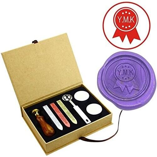 Bow Ties Monogram Envelope Brass Wooden Handle Wax Seal Stamps Kit