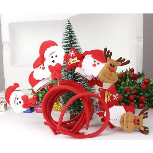 Hot Sale Christmas Headband Santa Xmas Snowman Moose Antler Headwear Head Hoop Party Hairband head hoop Christmas Gift