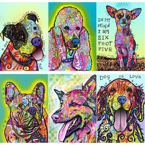5D DIY Animal Scenery Diamond Painting Cute Dog Diamond Embroidery Cross Stitch Full Square Round Drill Manual Gift Home Decor
