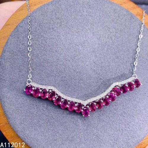 KJJEAXCMY fine Jewelry 925 Sterling Silver Natural Garnet Girl new popular Pendant Necklace chain Support Test Chinese style