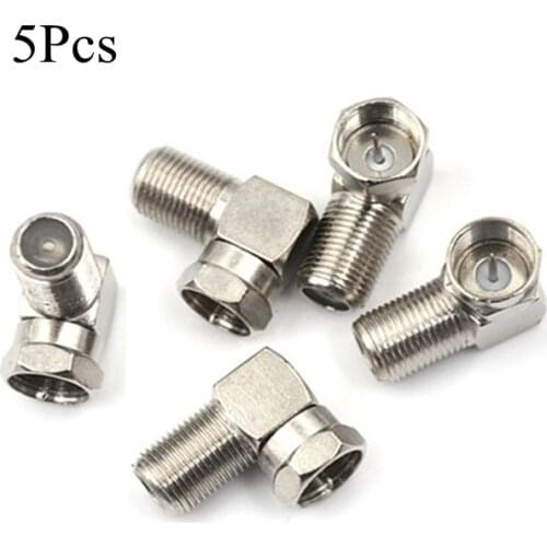 5Pcs/Lot F Male to F Female Adapter Connector RG6, RG59 Right Angle 90 Degree Coaxial Connector Waterproof Connection Wholesale