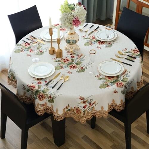 European Large Round Table Cloth Chenille Jacquard Table Cloth Christmas Dining Table Cover Round Tablecloths for Wedding Decor