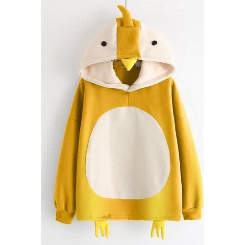 Cute Chicken Hat Hoodies 2021 Women Long Sleeve Kawaii Teens Girls Pullover Hooded Sweatshirts Harajuku Streetwear Sudaderas A40