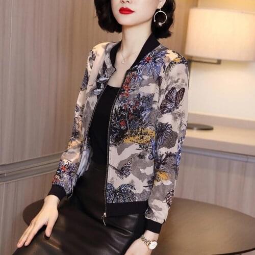 2021 Spring New Imitation Silk Jacket Female Korean Style Slim Long-sleeved Zipper Baseball Uniform Female Short Jacket