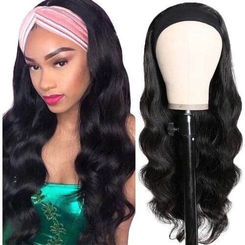 BLG Headband Wigs For Black Women Brazilian Body Wave Human Hair Wigs With Headband Glueless Remy Scarf Head band Wig Human Hair