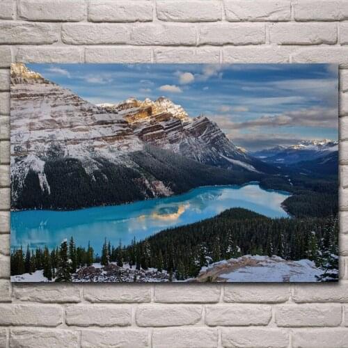 Peyto lake mountains canada nature landscape living room home decor art prints wood frame fabric poster KL777