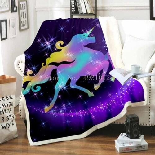 Rainbow Unicorn Blanket For Bed Sofa Warm Cotton Lamb Wool Cozy Blanket Throw Blankets Rectangle Office Blanket Weighted Blanket