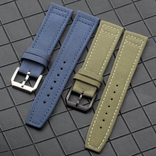 20mm 21mm 22mm For IWC Pilot Portuguese Portofino Soft Leather Nylon Canvas Watch Bands Green Blue Black Watchbands accessories