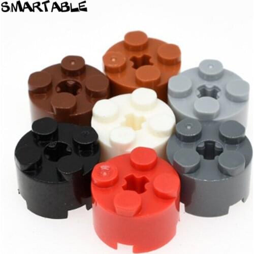 Smartable Brick 2x2 Round With Axle Hole Building Blocks MOC Parts Toys Compatible Major Brands 3941 Technic City Toys 60pcs/lot