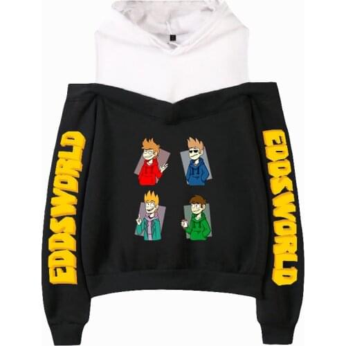 WAWNI Eddsworld Off-Shoulder Sweatshirt Harajuku Hoodie Fashion Sexy Clothing Unique Pullover Kawaii Tops New Casual Clothes