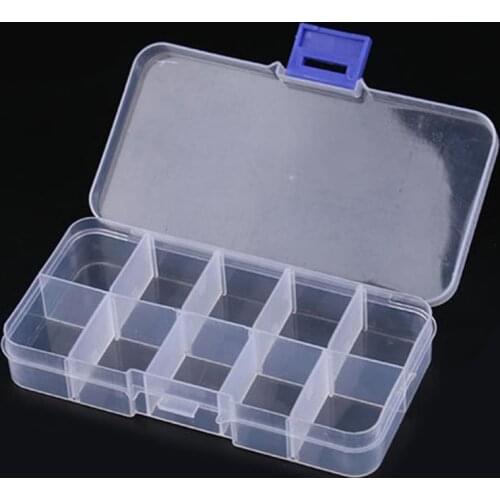 10 Compartments Fishhook Box Storage Case Box Plastic Fishing Lure Spoon Hook Bait Tackle Box Small Accessory Box Square
