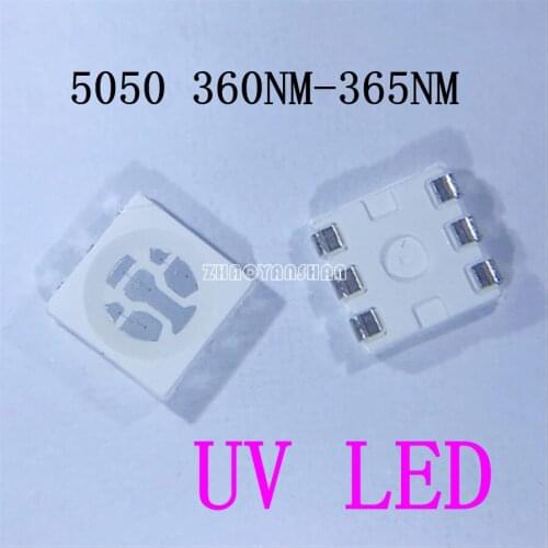 1000pcs X 5050 UV Led Lamp SMD Led Diode PURPLE 360-365nm 2V 20mA smd 5050 super-bright-leds Free Shipping SMT Reel