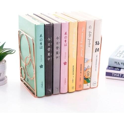 2pcs Round Metal Desktop Bookends Book Ends Support Stand Holder Shelf Bookrack
