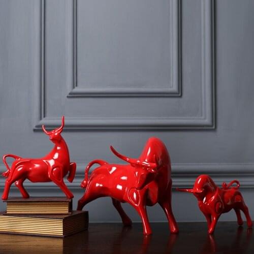3 PCS/SET ABSTRACT OX FIGURINES RESIN CATTLE ORNAMENTS OFFICE DESK DECORATION MODERN ART ANIMALS STATUES DECORATIONS R4278